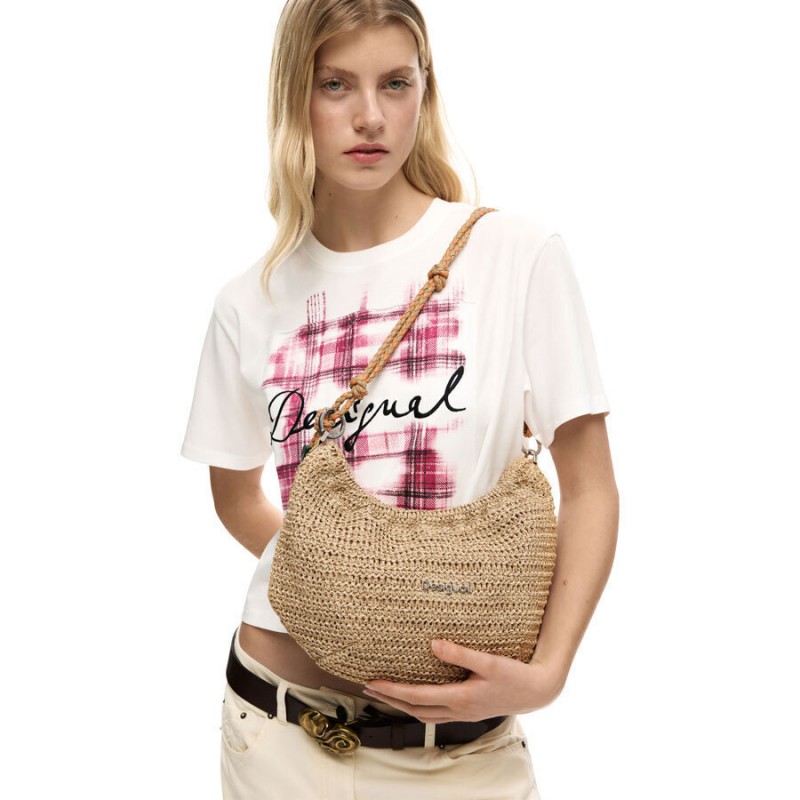 Τσάντα Desigual Half Logo Raffia