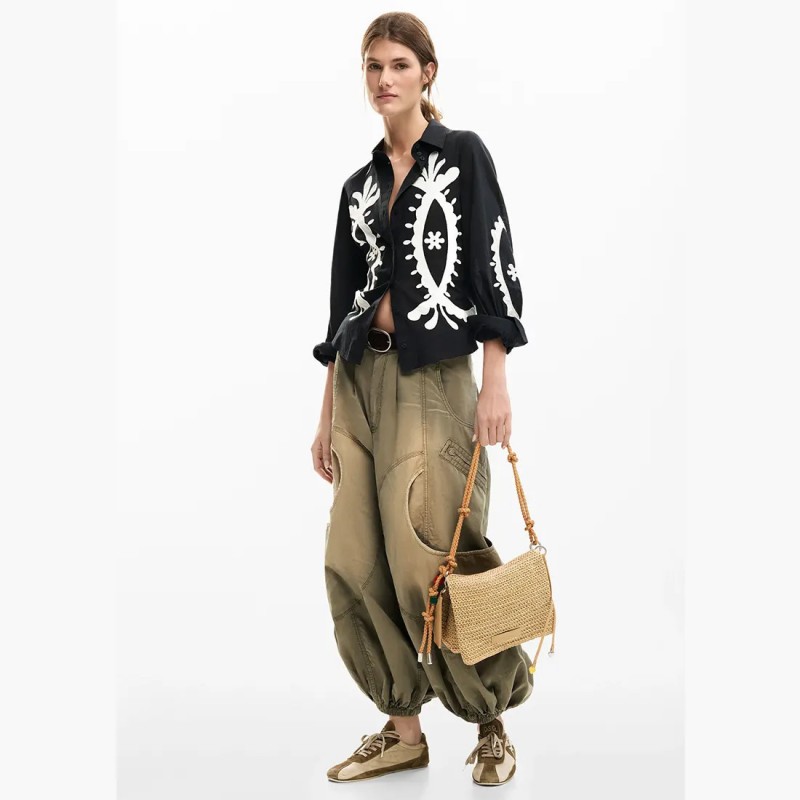 Τσάντα Desigual Half Logo Raffia